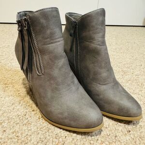 Stylish Gray Ankle Booties with Dual Zippers
